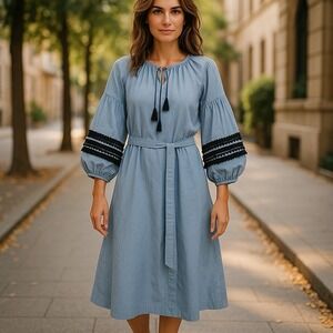 Who What Wear Dress Women's Small Midi Peasant Boho‎ Romantic Cottagecore NWT